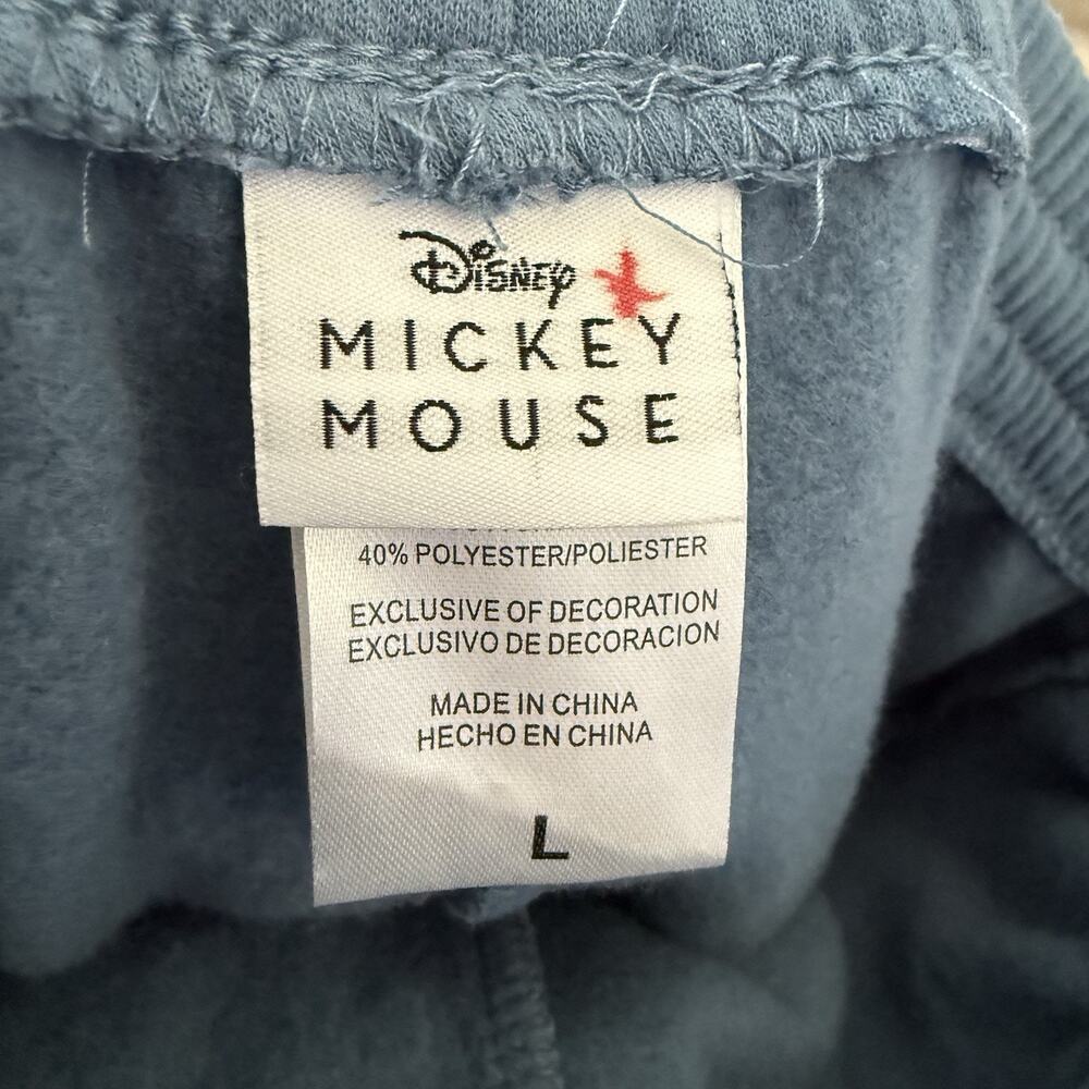 Disney Sweatpants Womens Large Blue Mickey Mouse Fleece Jogger Embroidered NEW - Picture 2 of 6